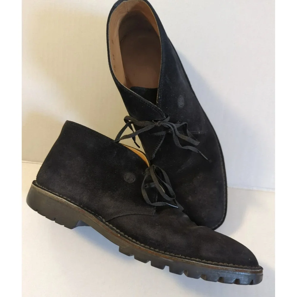 Salvatore Ferragamo Black Suede Chukka Boots Shoes Men 11 D Old Money Classy